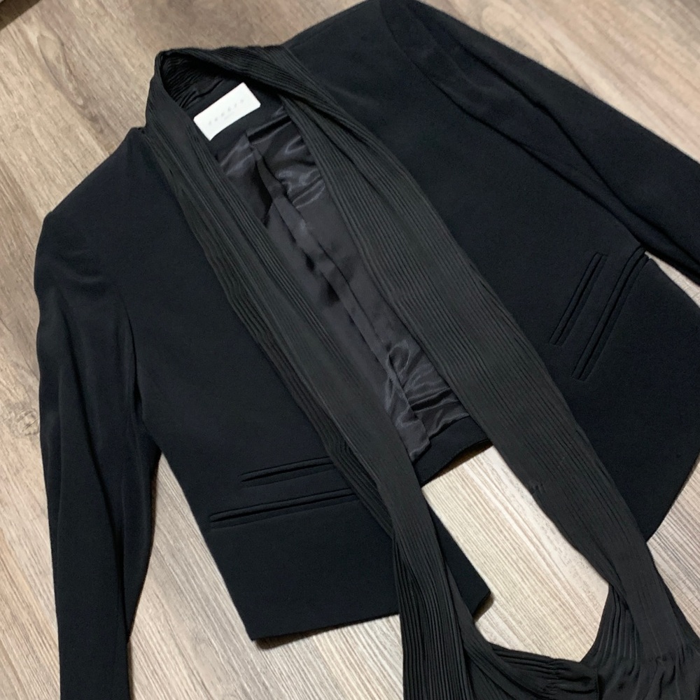 Sandro Black Women's Blazer with Scarf Detail